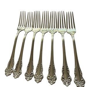 Community Silver Triple Plus Avalon Lot of 7 Dinner Forks 7 inch Silverware